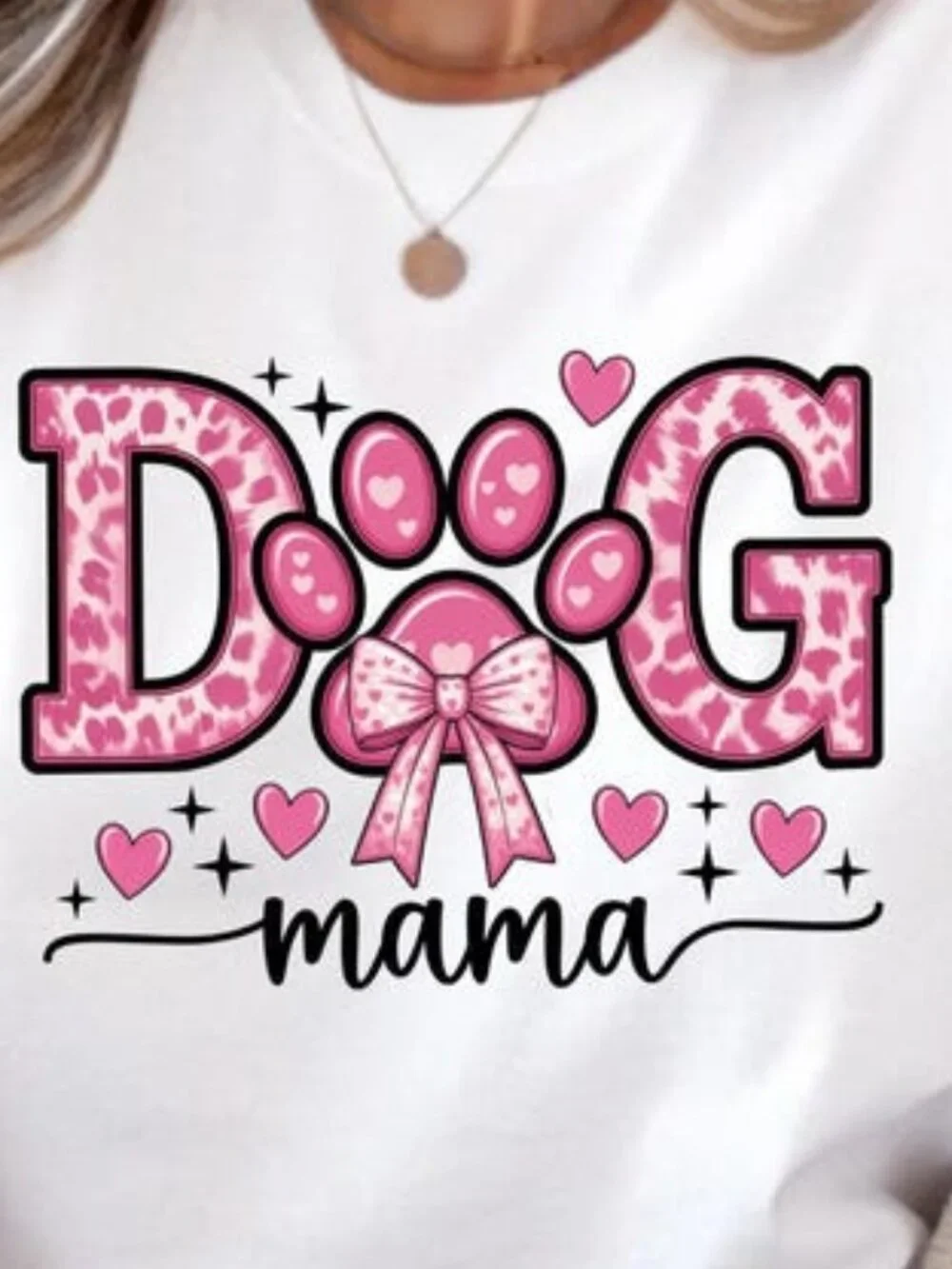 Dog Mama Shirt, Cute Puppy Mom Gift, Paw Print T-Shirt, Fur Mama Top - Picture 2 of 3